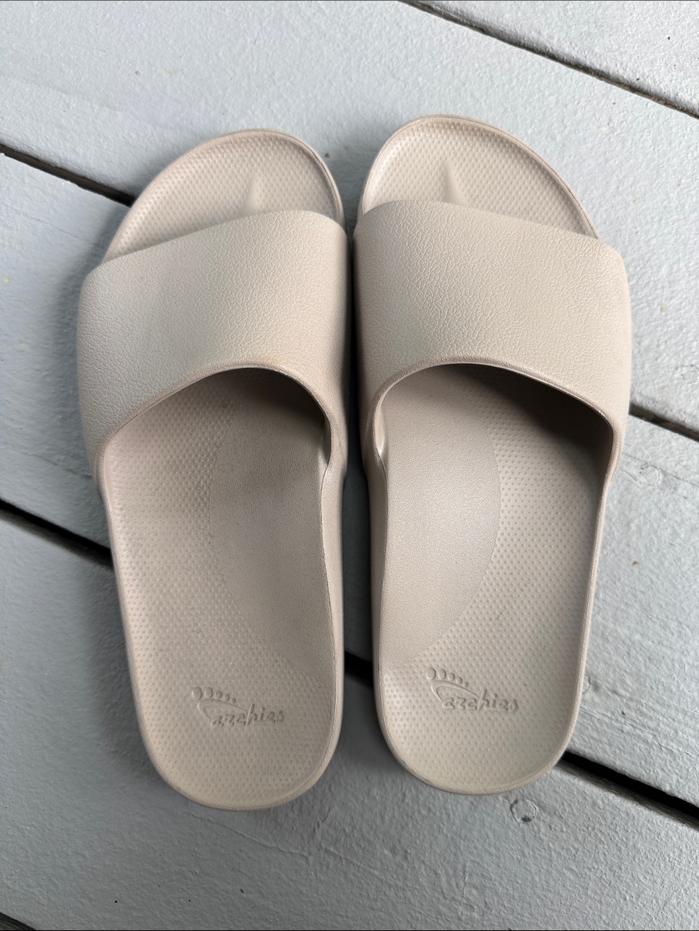Archies Beige Minimal Slide Sandals